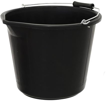 simpa 14L / 3 Gallon BLACK Heavy Duty Builder's Bucket - Single Bucket