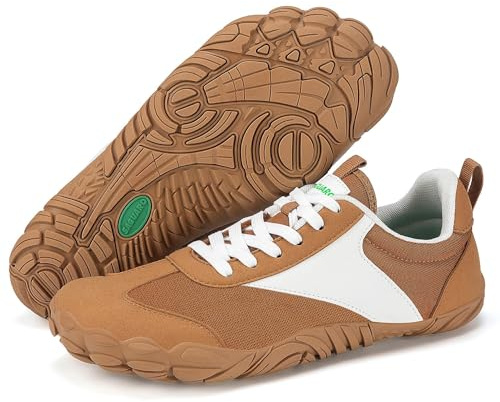 SAGUARO Unisex barfotaskor, lätta, ventilerande, halkfria, barfota, sneakers med bred tålåda, BRUN, 43 EU
