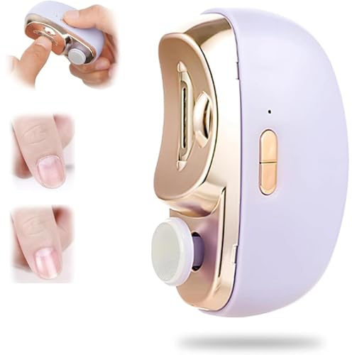 Aoisyesbig Elektrischer Nagelknipser 2026 2-in-1: Sicher und Präzise für Hände & Füße, Automatischer Nageltrimmer mit LED-Licht und Polierfunktion, Elektrische Nagelfeile (Lila)