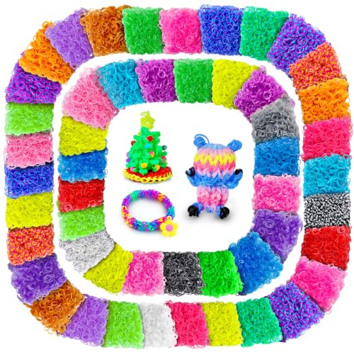 ROSHUKG 10000 Loom Bands Refill Kit, 50 Colours | Rubber Band Making Kit, For Kids, Weaving DIY Crafting, Gift