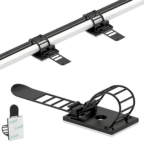 KLJ kabelhalter selbstklebend kabelmanagement 50 Pack Schwarz,Anpassbar und wiederverwendbar kabelclips selbstklebend,Gilt für Schreibtisch kabelmanagement Cable Management