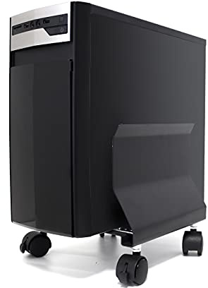 Phoenix Soporte para ordenador CPU con Ruedas, Acero, Freno anti desplazamiento, Color Negro