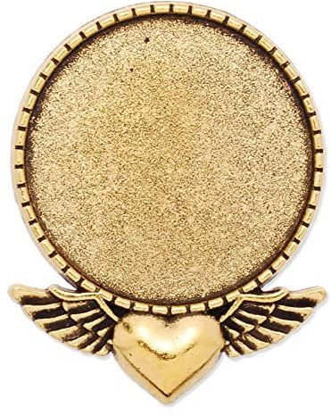 10pcs/lot Antique Gold Plated Heart Brooch Base with 30mm Round Blank Bezel-Safety Pin Fastening