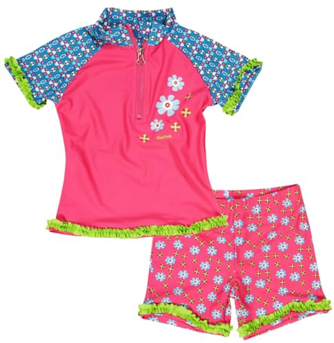 Playshoes Unisex barn UV-skydd badset tvådelad simskjorta badshorts badkläder, blommor, 74-80