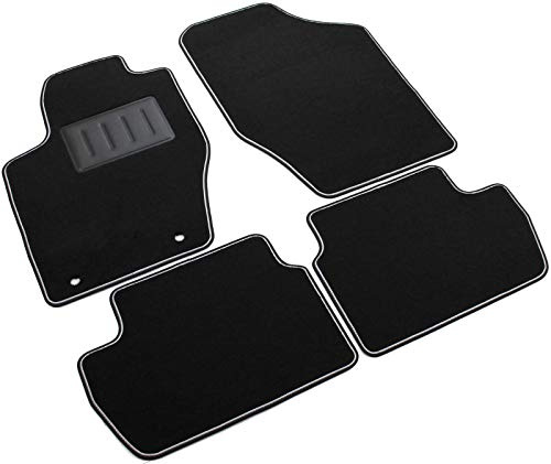 Il Tappeto Auto SPRINT03504 Alfombrilla para Coche, Negra, Antideslizante, Borde Bicolor, Talonera de Goma Reforzada
