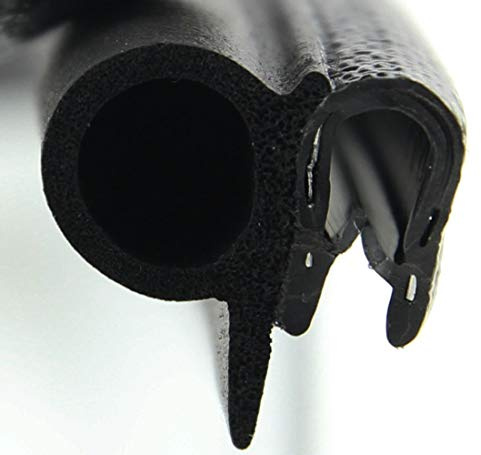 SMI-Dichtungsprofil DS9 für 1-2,5mm PVC mit Stahleinlage/EPDM Moosgummi selbstklemmend ohne Kleber - Kantenschutz mit Dichtung seitlich, Kantenschutzdichtprofil für Auto, Kofferraum (10 m)