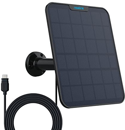 Reolink [2023 Update-Version] 6W Solarpanel für Akku Überwachungskamera Aussen, USB Schnittstelle, Solar WLAN IP Kamera Outdoor, 360° Einstellbare Halterung, Non-Stop-Solar(4m Kabel), Schwarz