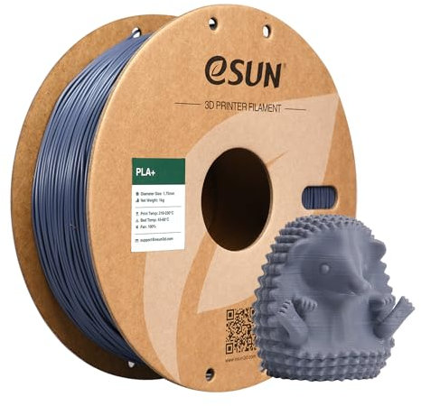 eSUN PLA+ Filament 1,75 mm, verstärkt Zähigkeit 3D-Drucker PLA Plus, Maßgenauigkeit +/- 0,03 mm, 1 kg Spule (2,2 LBS) 3D-Druck-Filament für 3D-Drucker, Grau