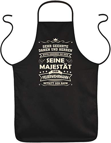 Tini - Shirts Feuerwehr Schürze - Sprüche Grillschürze Freiwillige Feuerwehr : ... Majestät der Feuerwehrmann betritt den Raum - Kochschürze Feuerwehr Mann