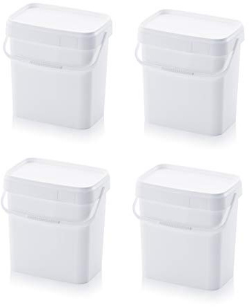 4X Eimer 10,3l rechteckig * 10l * lebensmittelecht stapelbar Kunststoffeimer 10 Liter weiß 10Liter