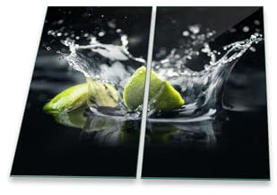 Herdabdeckplatte Abdeckung Ceranfeld Abdeckplatte Schneidebrett 2-Teilig 60x52 Lemon Grün Spritzschutz Glasplatte Ceranfeldabdeckung Schutz Herdschutz Sicherheitsglas Glasschneidebrett 2x30x52