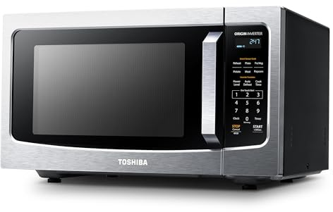 TOSHIBA ML-EM45PIT(SS) Countertop Microwave Oven with Inverter Technology, Kitchen Essentials, Smart Sensor, Auto Defrost, 1.6 Cu.ft, 13.6 Removable Turntable, 33lb.&1250W, Stainless Steel