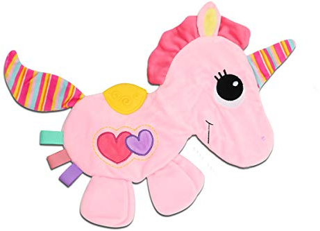 Trendario Knistertuch Baby - für Jungen und Mädchen - Dino/Einhorn Schnuffeltuch Kuscheltuch Knistertücher für Babys (Einhorn)