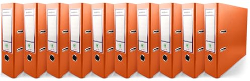 Netuno 10 raccoglitori A4 arancione 2 anelli dorso 8 cm raccoglitore documenti ufficio cartone Rivestito in Polipropilene con Meccanismo a Leva organizer faldone documenti classificatore