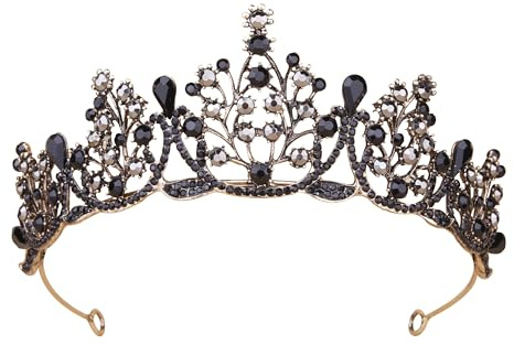 Kronen für Frauen, Vofler schwarze Diadem mit Kristall – Barock Hexe Böse Königin Kostüm Stirnband für Braut Prinzessin Geburtstag Cosplay Party Hochzeit Abschlussball Quinceanera Festzug Homecoming