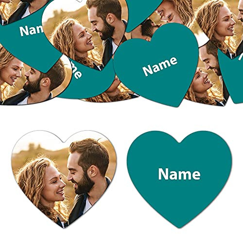 Goodtimes Foto-Konfetti Beidseitig Personalisierbar Foto Name Herz 2,5cm Dekoration für Hochzeit Geburtstag Partys 300 Stück Türkis