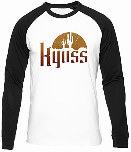 Kyuss Desert Männer Frauen Unisex Baseball T-Shirt Weiß Schwarze Ärmel Rundhals Men Women White Round Neck