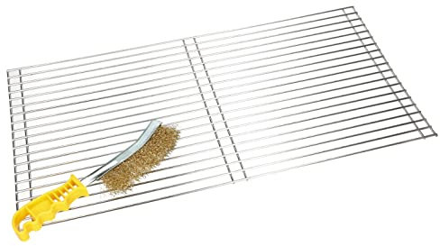 KOTARBAU® Parrilla de Acero Inoxidable, Parilla Rectangular 58 x 30 mm, Parilla para Barbacoa, Parilla Barbacoa + Cepillo de Acero para Limpiar, Parilla BBQ de Repuesto, Rejilla Barbacoa