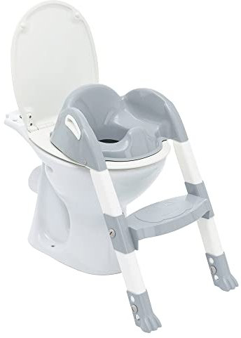 Thermobaby - Kinder-WC-Reduzierer - Kiddyloo - Clever, spielerisch & hygienisch - Verstellbare Beine- Rutschfeste Stufe - Kompaktes Zusammenklappen - Ab 18 Monate - Grau Charme