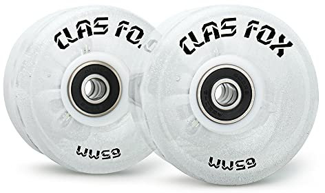 CLAS FOX Rollschuh-Räder, leuchtend, mit glänzenden Punkten und ABEC-9-Kugellagern, installiert, 65 mm x 35 mm, 82 A, 8 Stück, für den Innen- und Außenbereich (transparent)