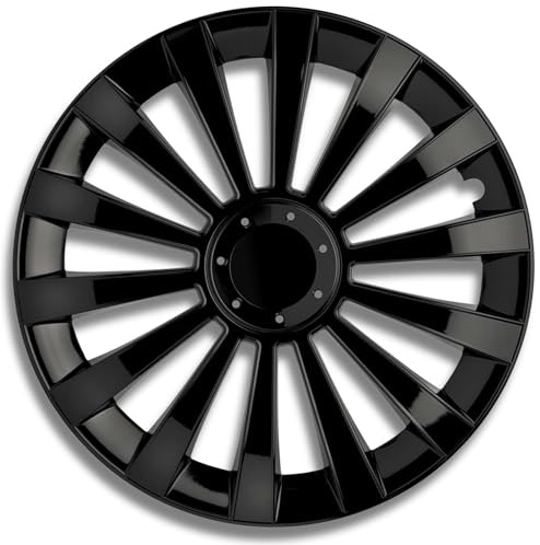Kuglo Meridi Radkappen 14 Zoll Schwarz, 4er-Set für Stahlfelgen | Schlagfester, witterungsbeständiger Kunststoff mit Metallspannring und werkzeugloser Clip-Montage