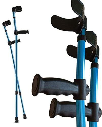 2 Stück Faltbar Krücken, Blauer Tragbarer Höhenverstellbarer Gehstützen, Unterarmgehstützen, für Behinderte Senioren, Gutes Geschenk für Senioren