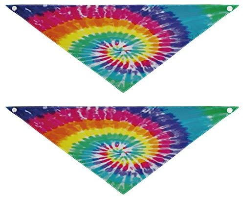 2 Stück Hundehalstücher Haustier Bandana Schal Druckknopf Dreieck Lätzchen Halstuch Set Haustier Urlaub Zubehör Dekor für kleine bis große Welpen Hunde Katzen Medium Tie Dye
