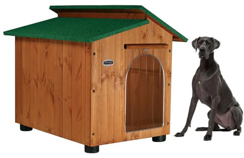 Hundehütten Hundehaus Hundehöhle Aus Massiv Holz Echtholz Geshenk THERMOVORHANG Made in Italy Mod. Alpi E - Deutsche Dogge 102x122xH108