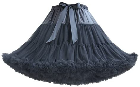 Linghe Tüll Petticoat Tutu Party Mehrschichtiger Puffy Rock Unterrock Schwarz