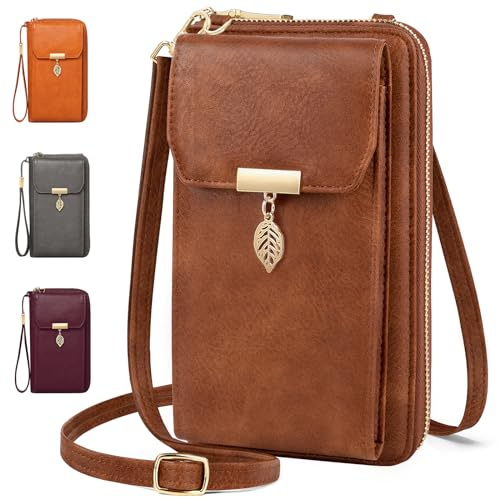 VOBUKE Handytasche mit Geldbörse zum Umhängen RFID Schutz Handy Tasche Damen Umhänge Leder Kleine Handy Umhängetasche Crossbody Schultertasche mit 12 Kartenfächer für Handy Unter 7,2 Zoll