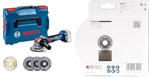 Bosch Professional 18V System Akku-Winkelschleifer GWX 18V-7 (Ø 125 mm, inkl. 5-tlg. Trenn- und Schleifscheiben-Set) + 1x EXPERT MultiMaterial X-LOCK Diamanttrennscheibe (Ø125x22,23 mm)