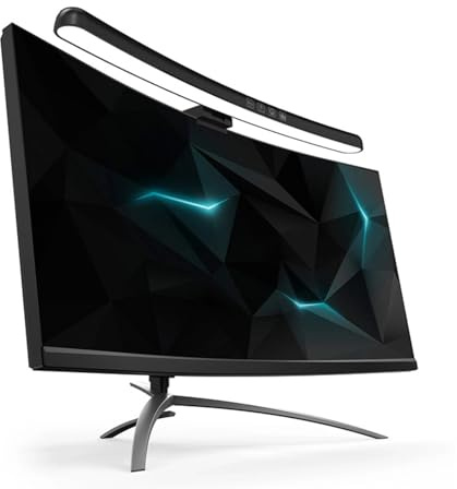 Cuifati Curved Monitor Light Bar, Dimmable Computer Screen Lamp for Eye Caring, Touch Control e Reading LED Task Lamp PC LED Bar Adjustable Desk Lamp for Home Office