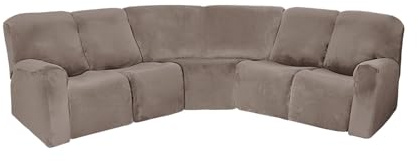 XHDZSW Corner Sectional Couch Covers 7-Piece, Velvet, Gray Brown, 5-Seater, L-Shape, 30-41 H x 21-36 L 37-45 W 70-85 Corner