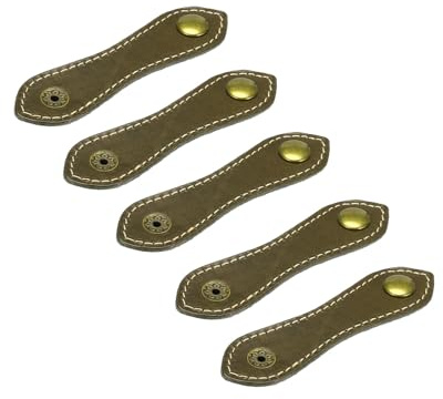 sourcing map 5Pcs Leather Cable Straps Cord Organizer 100x20mm Cable Ties Elastic Cable Management for USB Cable, Headphone Wire, Olive Green