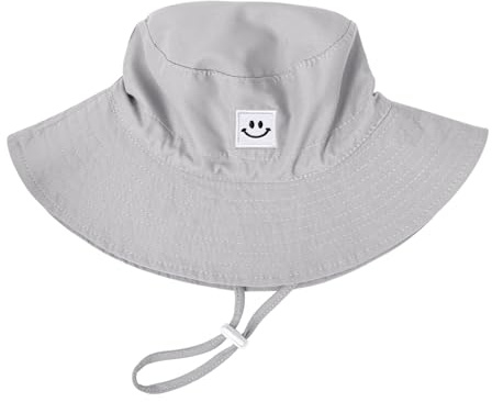 Baby Toddler Sun Hat,Kids Summer UPF 50+ Foldable Beach Bucket Hat for Boys Girls Children 6-24 Months Grey
