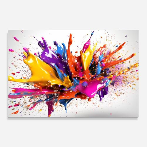 ARTHUB® Glasbild 80x120 cm, Abstract Splash 3d | Moderne Glas-Wandkunst Drucke, Hängende Bilder, Wanddekoration, Wohnkultur, Abstrakte, Lebendige Farben