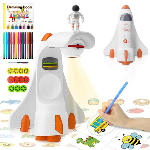 Aolieh Proiettore da disegno per bambini con 66 motivi per bambini proiettore con pennello colorato, proiettore tracciare e disegnare toy, tavolo da disegno set da disegno regalo di compleanno per