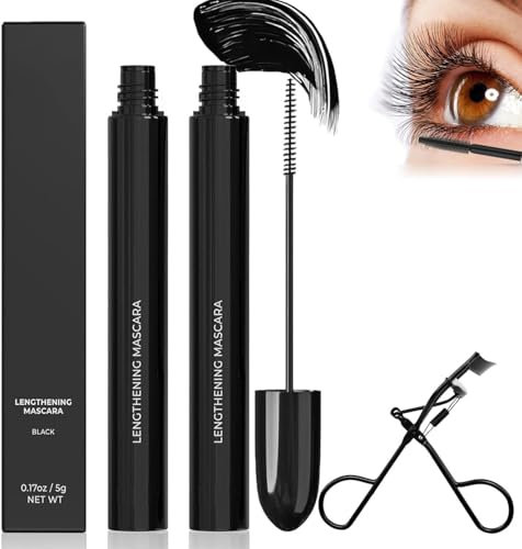 Pelinuar Mascara, 3D Curling, Waterproof & Sweatproof, Quick-Drying, Washable Brush, Black, 2 Pcs