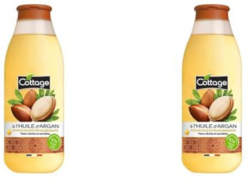 COTTAGE-Douche Huile Extra Nourrissante à l'huile d'Argan- Peaux sèches et sensibles97% d'ingrédients d'origine naturelle - Made in France - 560ml (Lot de 2)