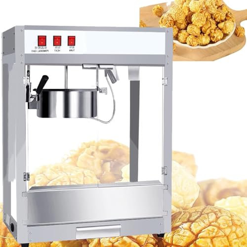 STWBHW Commercial Popcorn Popper Machine,Large Popcorn Machine for Movie Night with Digital Display,1600W Stainless Steel Heating Popcorn Popper for Shops, Cinemas
