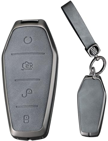 Ysbxitu Funda para Llave de Coche con Llavero Keyless Go Protección Compatible con BYD Atto 3 / Han/Tang/Dolphin/Yuan/Seal Carcasa Carcasa de Llave Mando a Distancia Cubierta Autotuning, Gris, B Grau