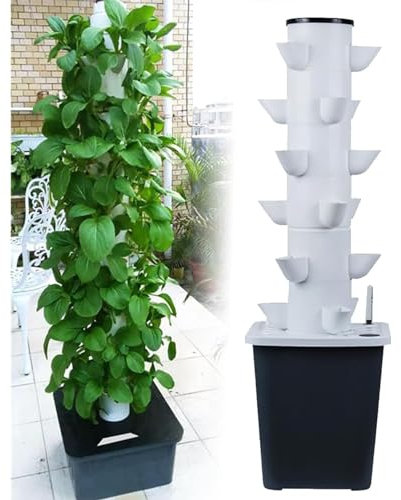 GLFNB GFF Tour hydroponique Verticale de Jardin, système de Culture hydroponique avec Pompe hydratante, Adaptateur, minuterie. 9/12/15/18(Trou)