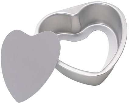 Gvhntk Stampo per torta a forma di cuore con fondo rimovibile da 15,2 cm, in alluminio, a forma di cuore, per San Valentino, matrimoni, feste di compleanno