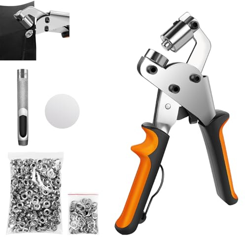 Bowose Ösenstanze, Ösenset, Ösensetzgerät mit 500 Stück 10mm Ösen, Magnetische Ösenzange, Stofflocher, Ösen für DIY, Leder, Schuh, Kleidung, Segeltuch