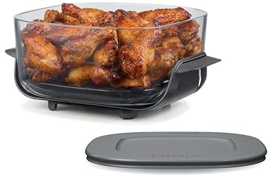 Ninja 4 QT TempWare Glassware Container with Storage lid, Compatible Crispi Portable Cooking System, Microwave, Freezer and Dishwasher Safe, PFAS Free Glass Cooking Surface