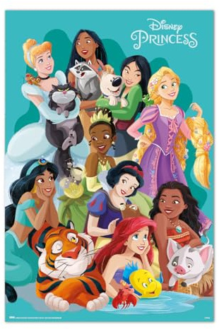 Grupo Erik Poster Kunstdruck Disney Prinzessin und Pets Poster Deko Wohnzimmer oder Deko Schlafzimmer - Deko Zimmer - Größe 61 x 91,5 - Offizieller The Powerpuff Girls Fanartikel | Poster Deko Wohnzimmer oder Deko Schlafzimmer - Deko Zimmer - Größe 61 x 91 - Offizieller Disney Fanartikel