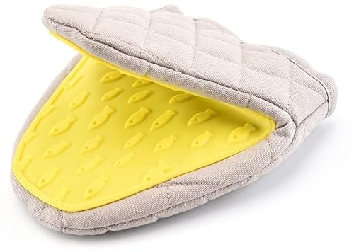 KENBT 1 PC Silicone Anti-scottatura Guanti da forno Guanti Presina Cucina Guanti in silicone Vassoio Piatto Ciotola Supporto Forno Handschoen Hand Clip,Presa sicura(Yellow)