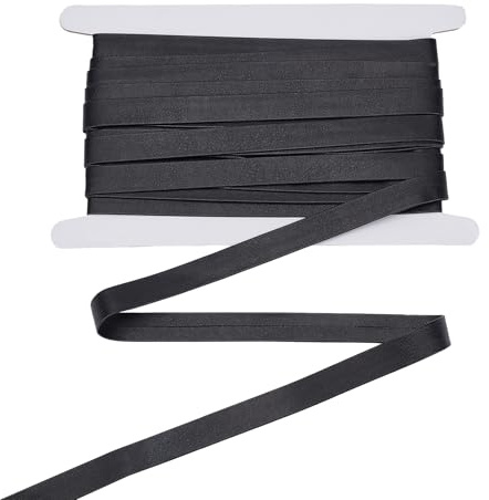 letsinstyle 10 Yards 0.59 Zoll Breites Doppelt Gefaltetes Schrägband Zum Nähen von Köper Schwarze Schrägbänder Aus Kunstleder Nähzubehör Zum Nähen Einfassen Säumen Paspelieren Quilten