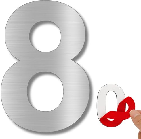 LEIASA | Numero Adesivo - 150 mm - Acciaio Inossidabile 304 - Nº 8 - Numero Hotel - Numerazione Appartamenti Porte - Numero Civico - Esterno e Interno - Grigio 8 (8, 150mm)