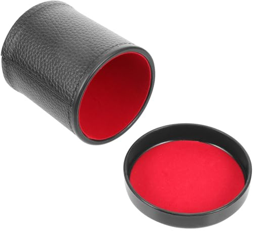 GALPADA Stummer Würfelbecher 1 Satz aus Leder und Kunststoff Rot | Würfelbecher Leder Satz, Leicht zu Reinigen, Kompakt für Reisen und Spielen